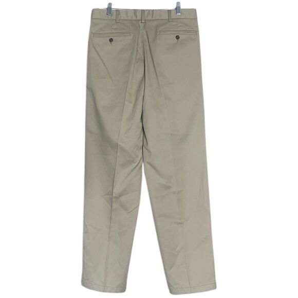 Men's LL BEAN Double L Classic Fit Pleated Khaki Chinos Pants Size 33W 34L - Picture 2 of 7